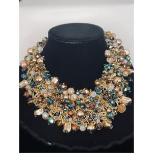 ALDO Arvan Bib Statement Necklace Choker Style Beaded Adjustable